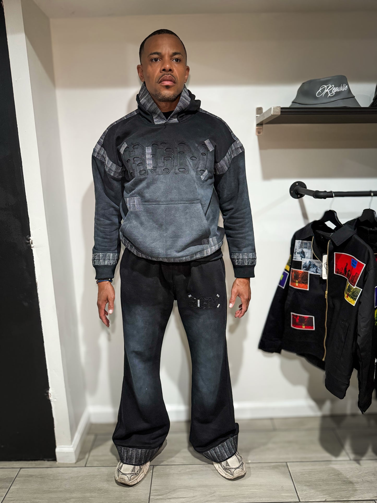 THE MOTLEY DENIM STITCHED SWEATSUIT