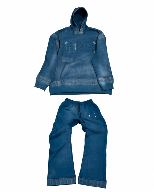 Motley Denim Stitched Sweatsuit