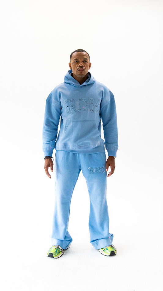 Motley Denim Stitched Sweatsuit