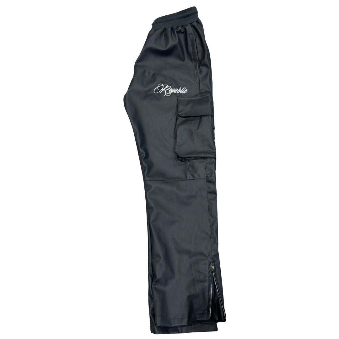 LUXURY LEATHER CARGOS (CHARCOAL GRAY)