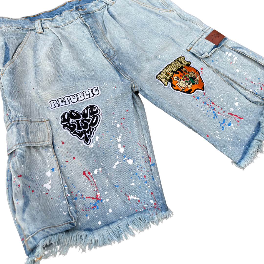 Denim Patchwork Shorts