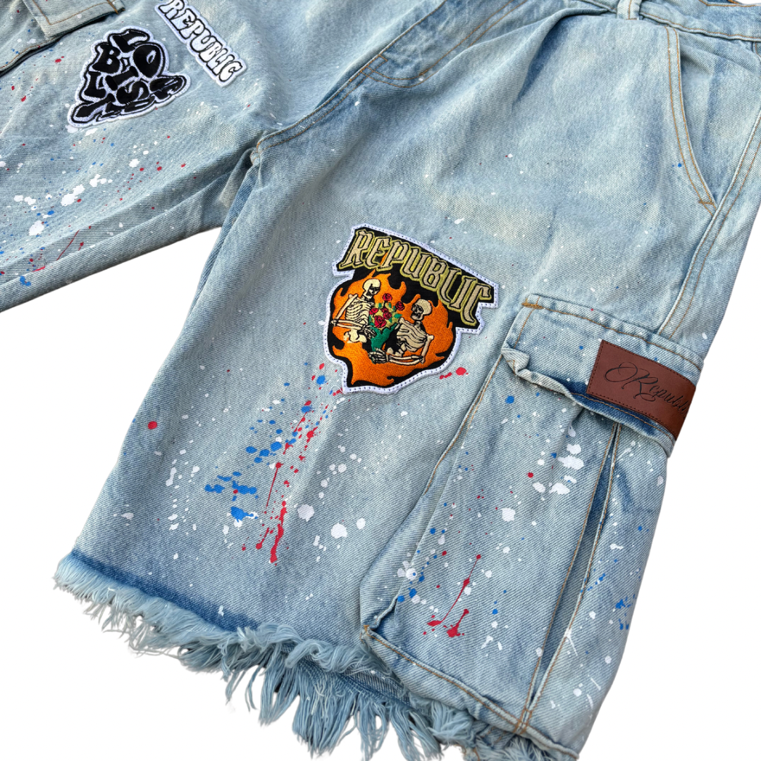 Denim Patchwork Shorts