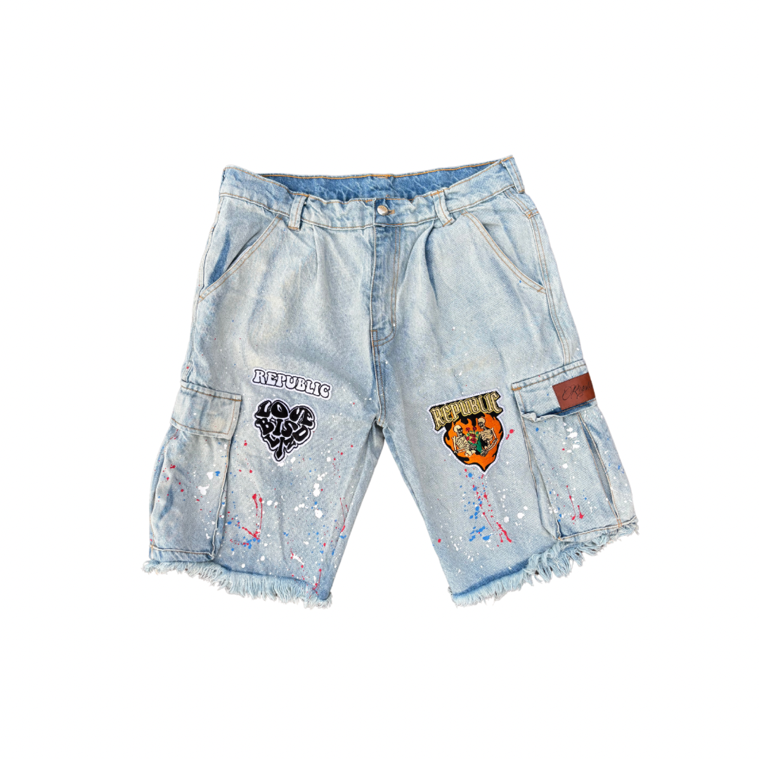 Denim Patchwork Shorts