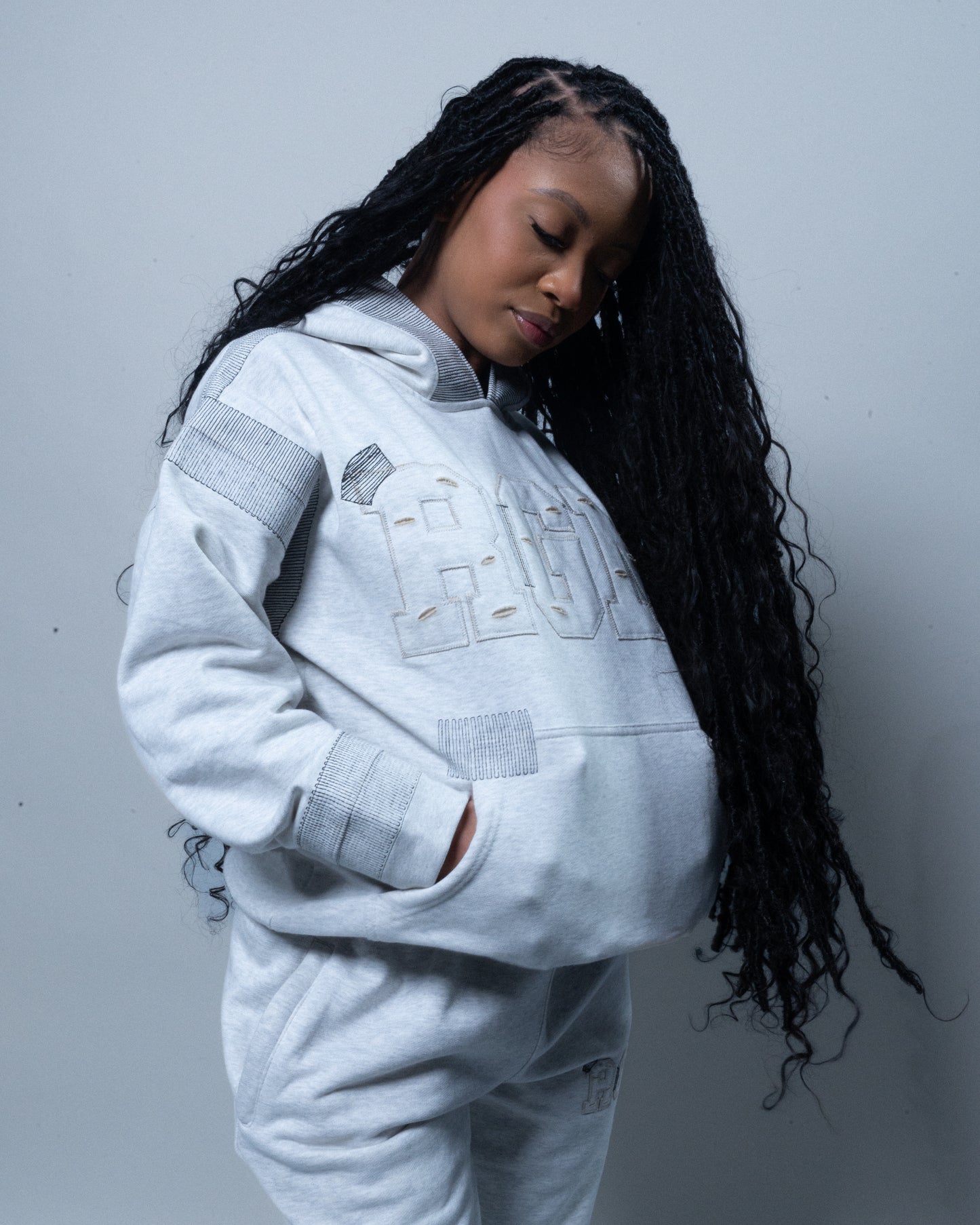 Motley Denim Stitched Sweatsuit