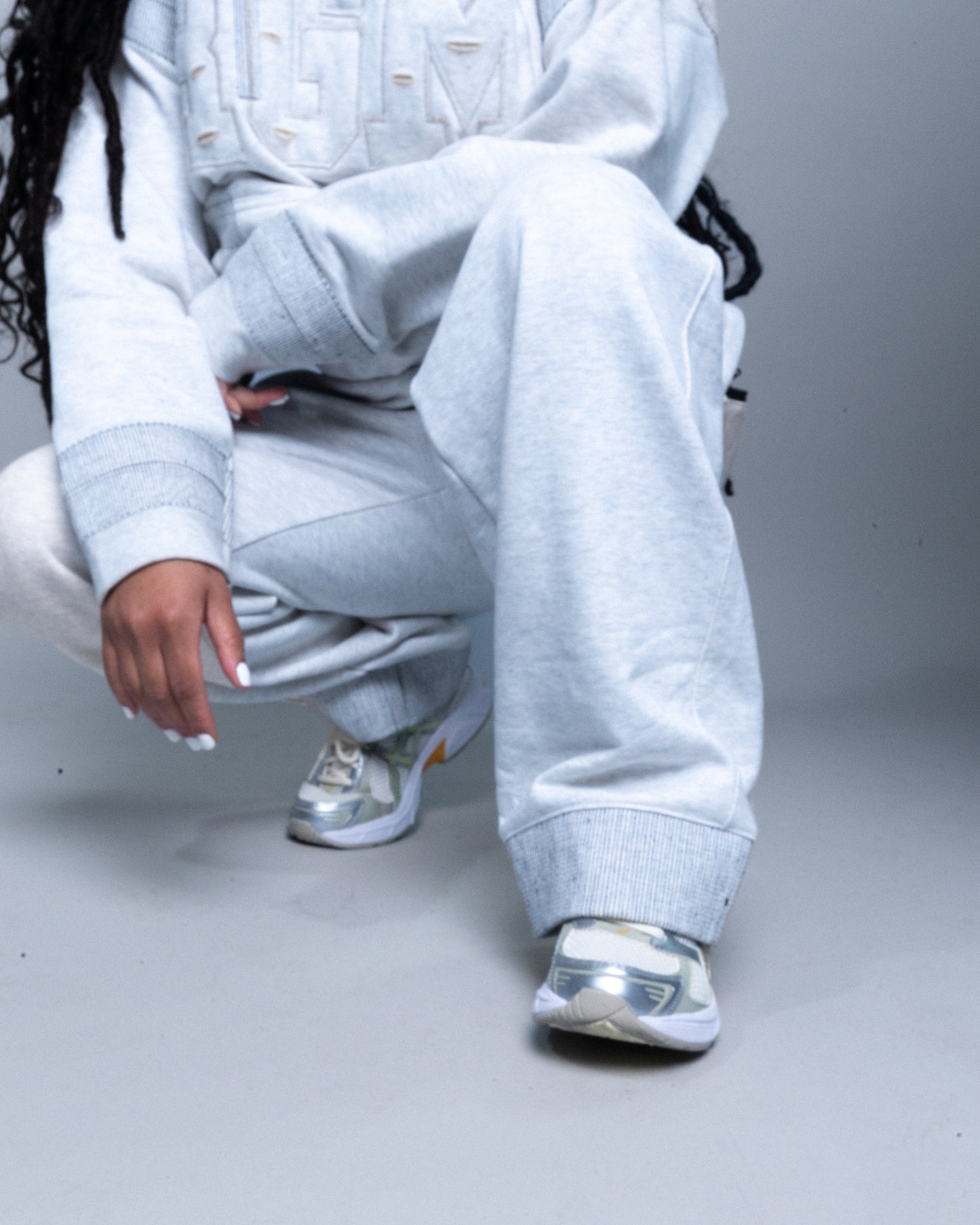 Motley Denim Stitched Sweatsuit